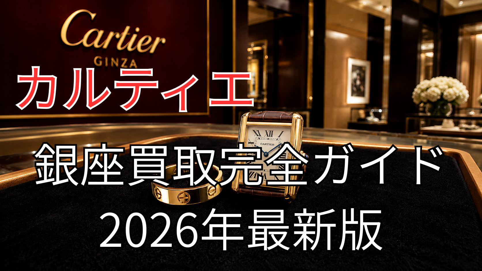 カルティエのラブリングとタンク時計を銀座の買取店で査定するイメージ